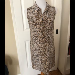 Equipment Femme Silk Leopard Dress with Collar